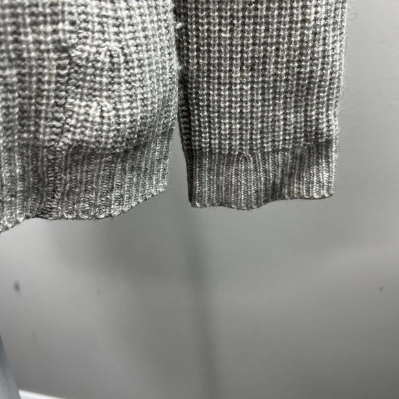 Allaway 100% Cashmere Gray V Neck Sweater Size M Shaker Knit - Picture 6 of 11